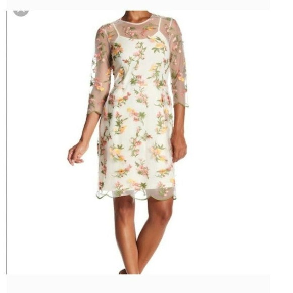 Nanette Lepore Floral Embroidered Illusion Dress - Picture 1 of 9